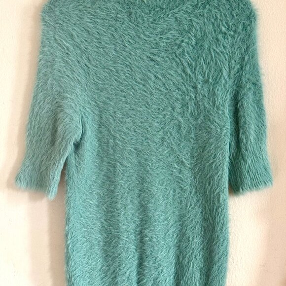Knitted and Knotted Mint, Fuzzy Short Sleeves Sweater. Size S - Picture 4 of 9
